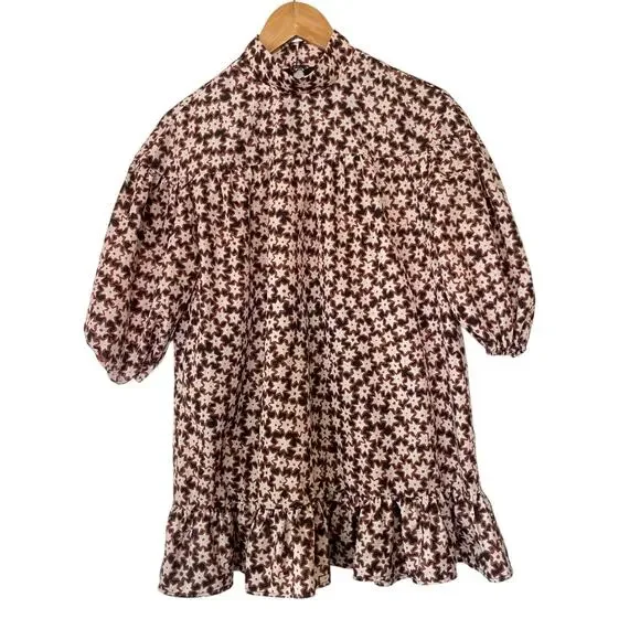 By Anthropologie Long Sleeve Mock Neck Swing Mini Dress with Stars • Size XSP - Picture 2 of 3